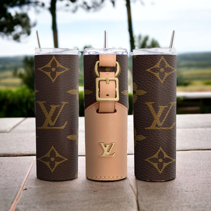 Designer Inspired Sublimation Tumbler, Luxury Tumbler, Tumbler 20oz Skinny, Skinny Tumbler 20oz ,Logo Tumbler, Fashion Brand Logo, Tumbler