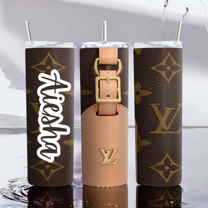 Designer Inspired Sublimation Tumbler, Luxury Tumbler, Tumbler 20oz Skinny, Skinny Tumbler 20oz ,Logo Tumbler, Fashion Brand Logo, Tumbler