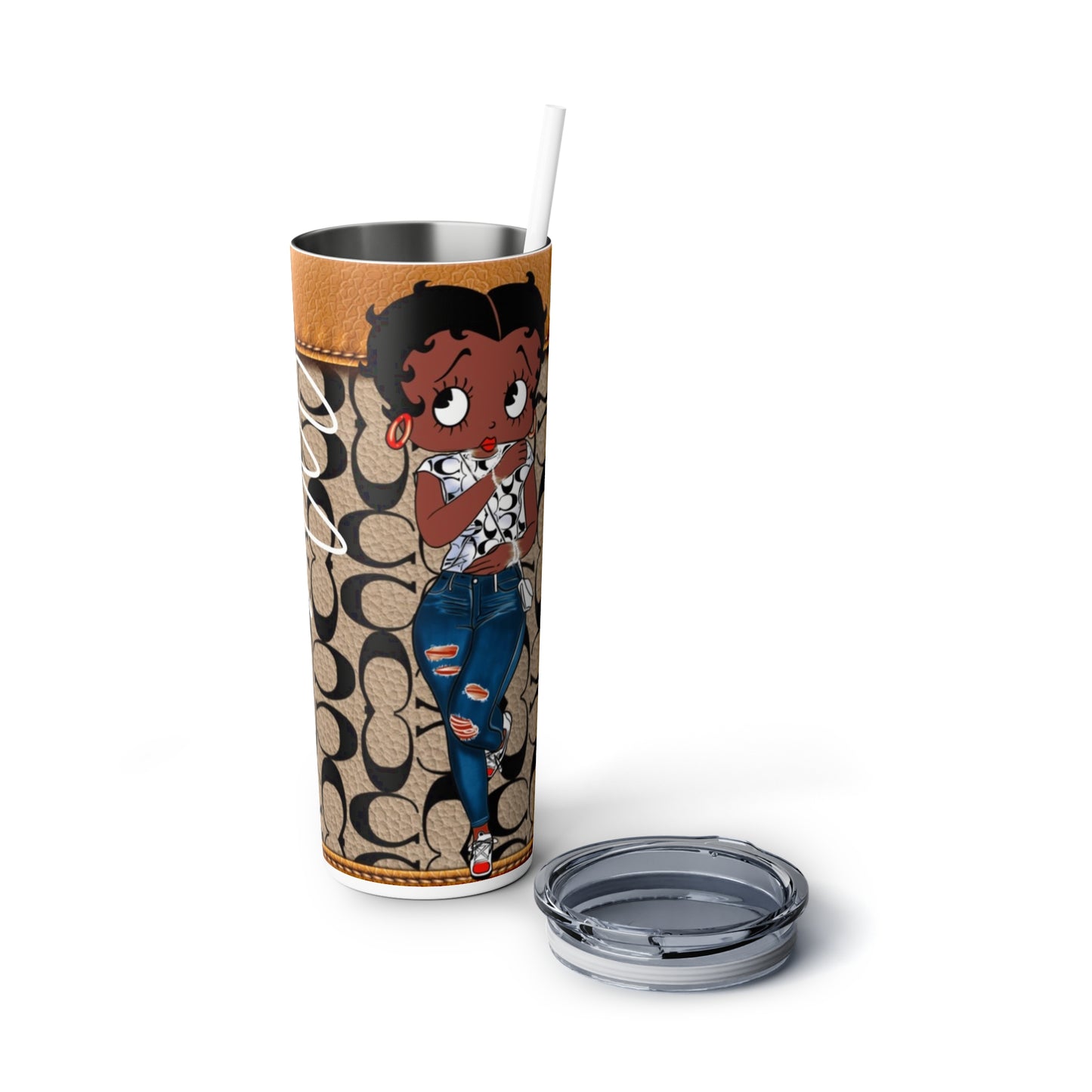 Vaso de acero delgado con pajita, 20 oz