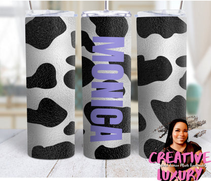 Personalized Cow Print, 20 oz skinny tumbler