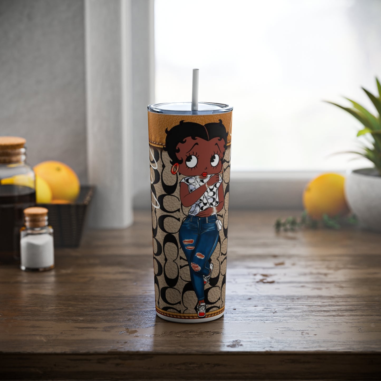 Vaso de acero delgado con pajita, 20 oz