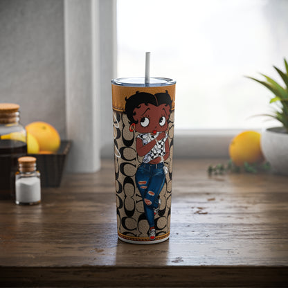 Vaso de acero delgado con pajita, 20 oz