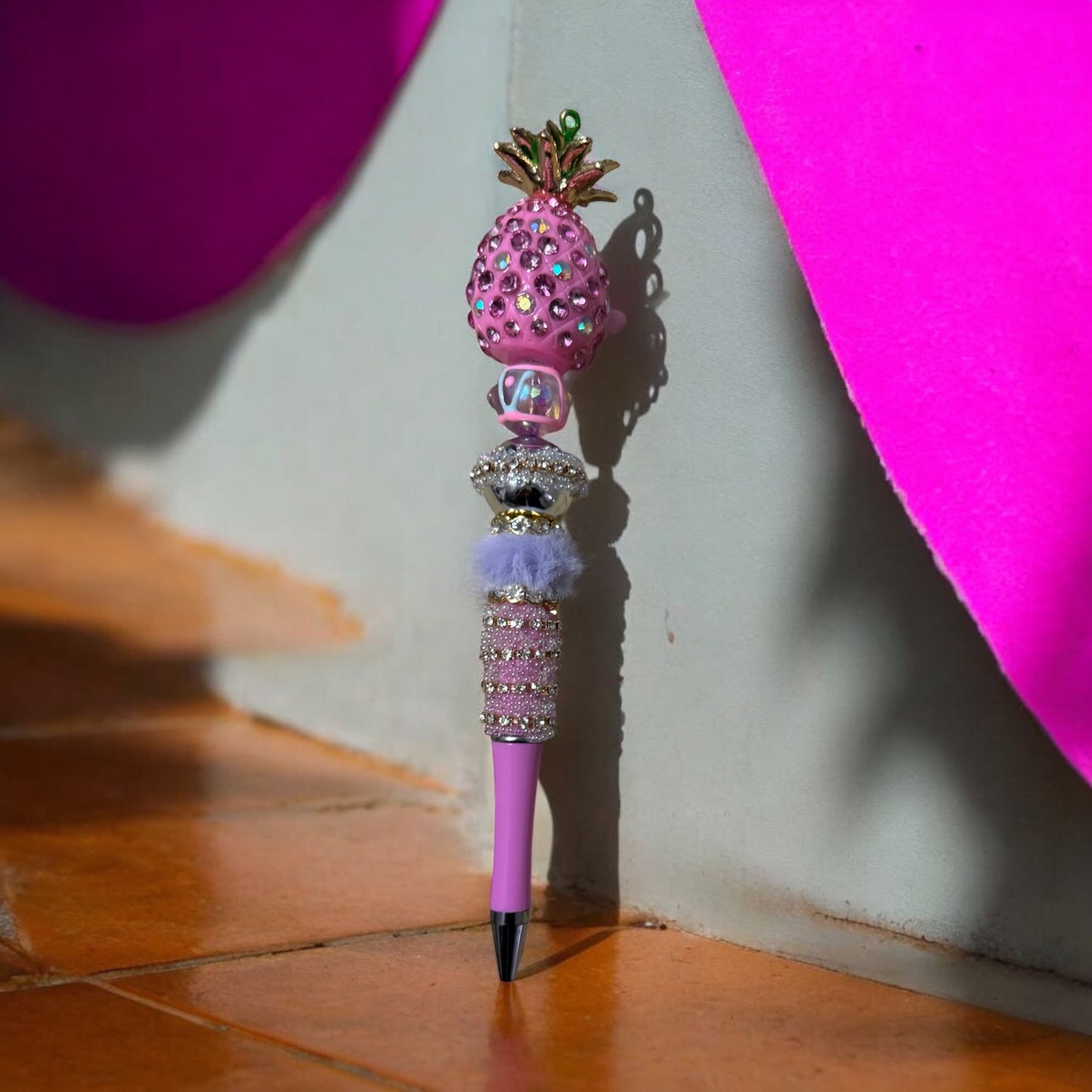 Pink Rhinestone Pineapple-Themed Fancy Pin