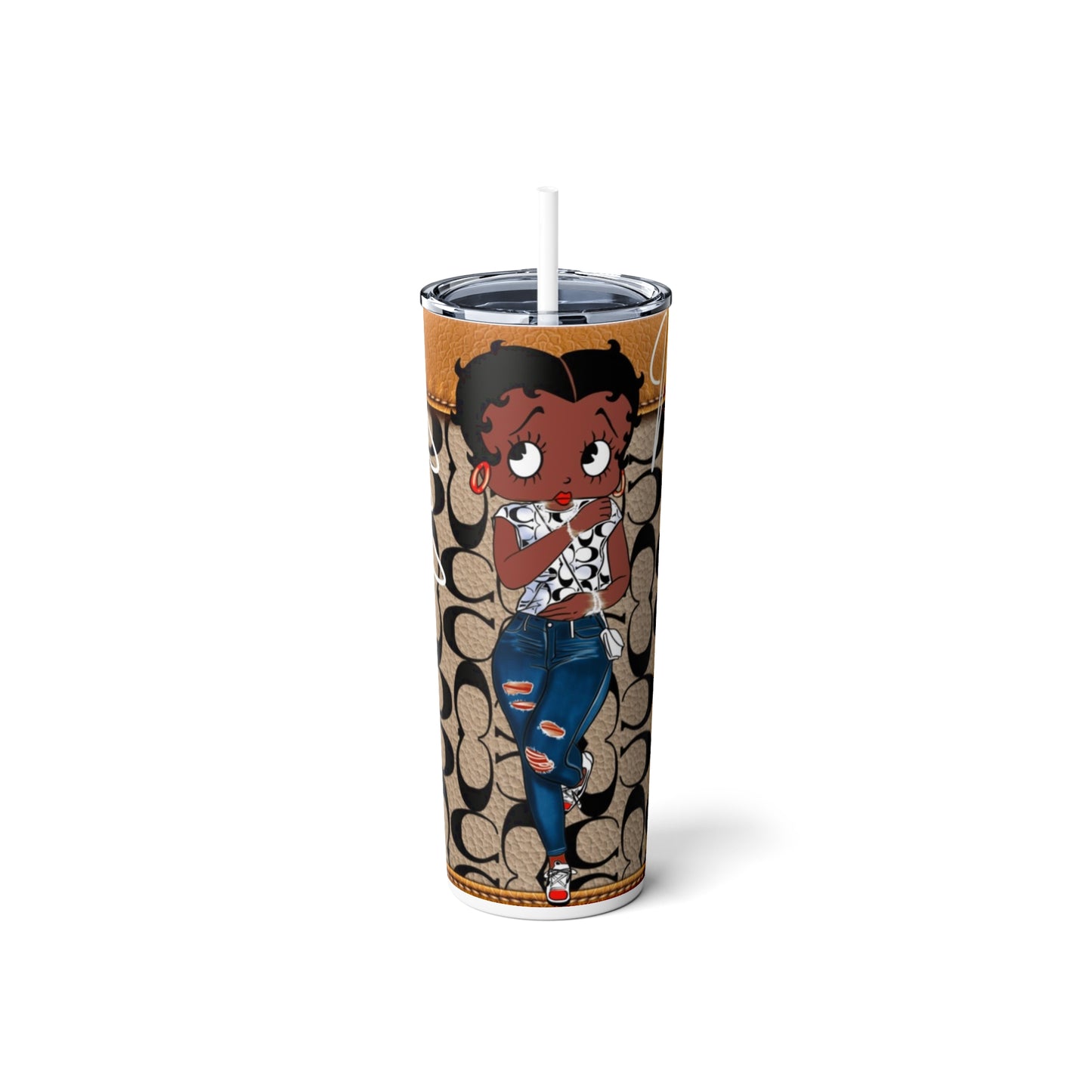 Vaso de acero delgado con pajita, 20 oz