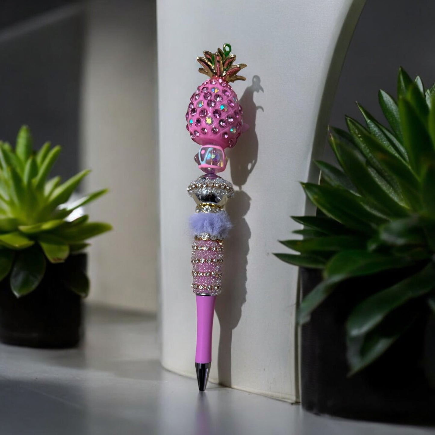 Pink Rhinestone Pineapple-Themed Fancy Pin