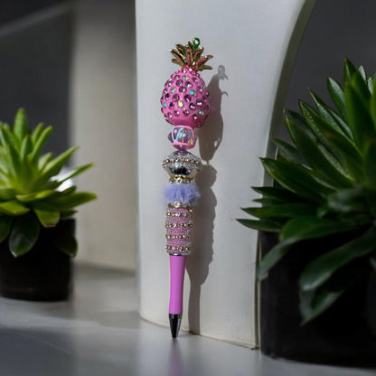 Pink Rhinestone Pineapple-Themed Fancy Pin