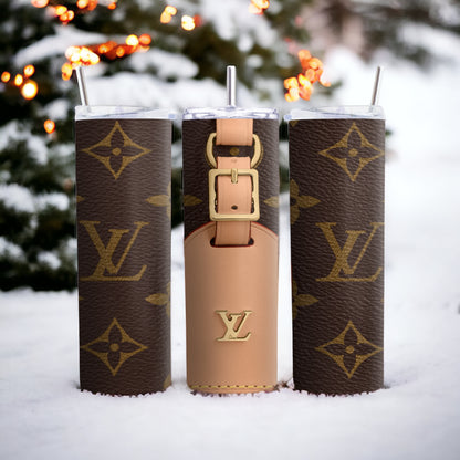 Designer Inspired Sublimation Tumbler, Luxury Tumbler, Tumbler 20oz Skinny, Skinny Tumbler 20oz ,Logo Tumbler, Fashion Brand Logo, Tumbler