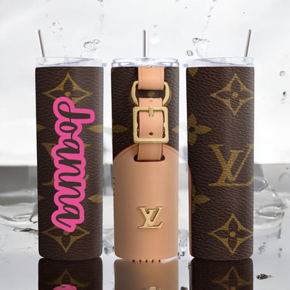 Designer Inspired Sublimation Tumbler, Luxury Tumbler, Tumbler 20oz Skinny, Skinny Tumbler 20oz ,Logo Tumbler, Fashion Brand Logo, Tumbler