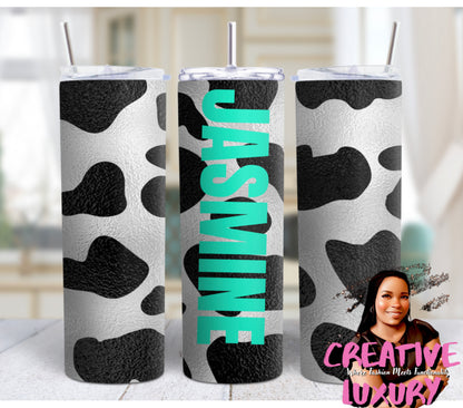 Personalized Cow Print, 20 oz skinny tumbler