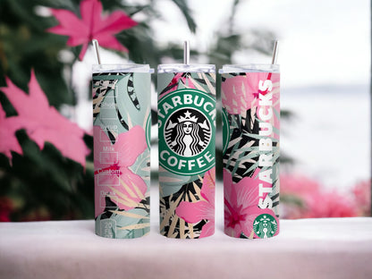 Floral Starbucks Inspired Skinny Tumbler