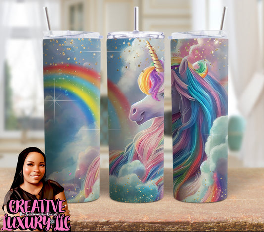 Rainbow, Unicorn, 20 oz Skinny Tumbler
