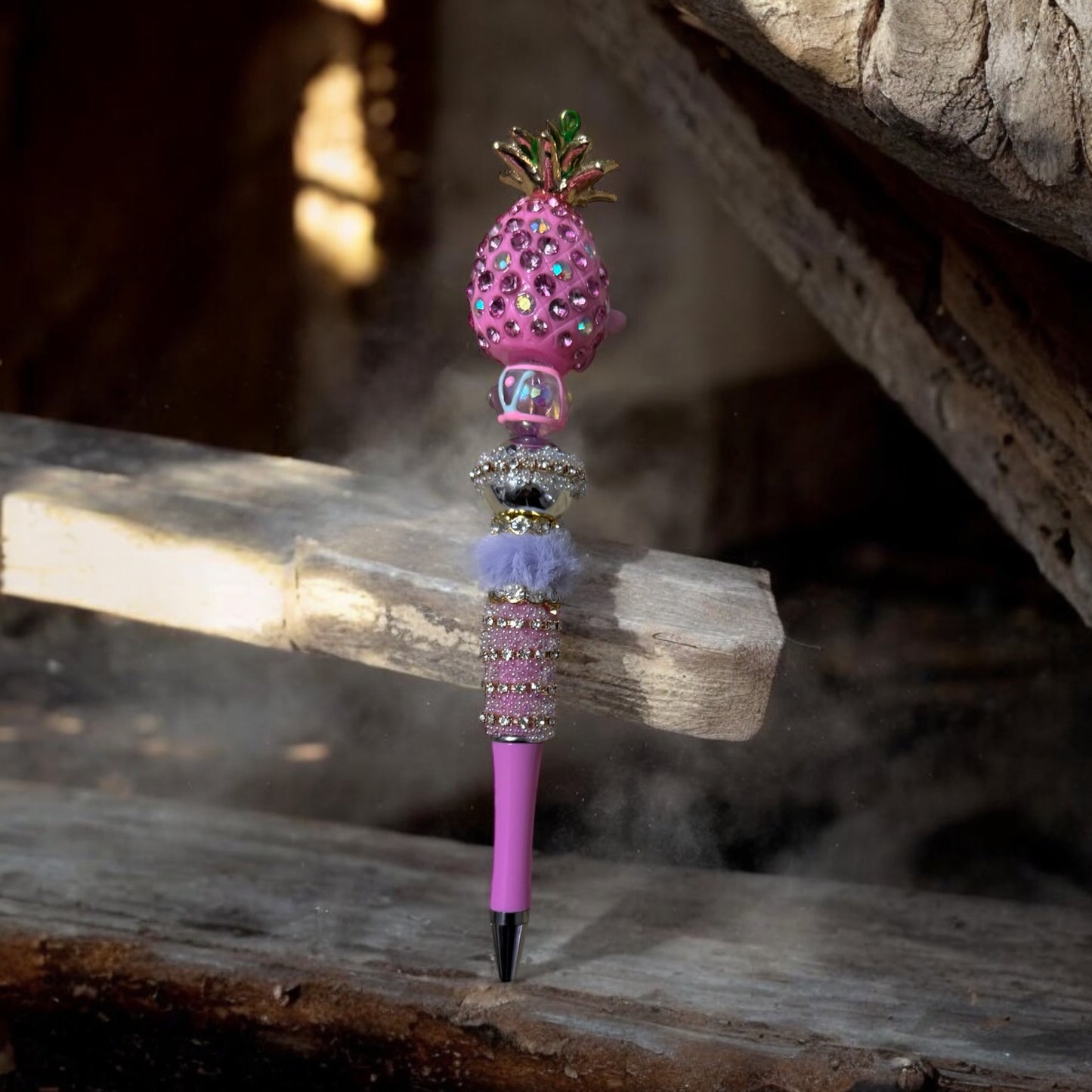 Pink Rhinestone Pineapple-Themed Fancy Pin