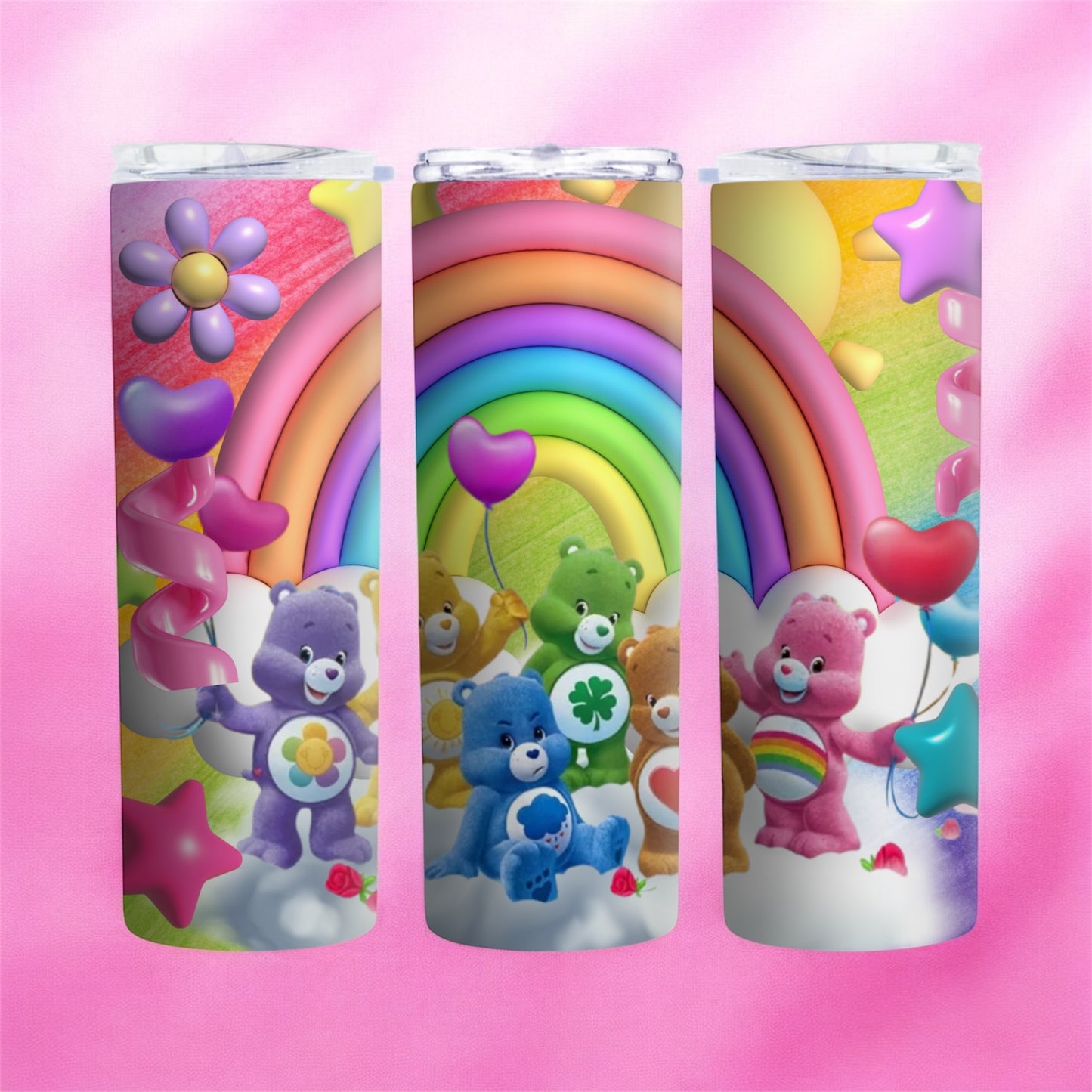 Personalizable Carebears Themed Skinny Tumbler 🌈