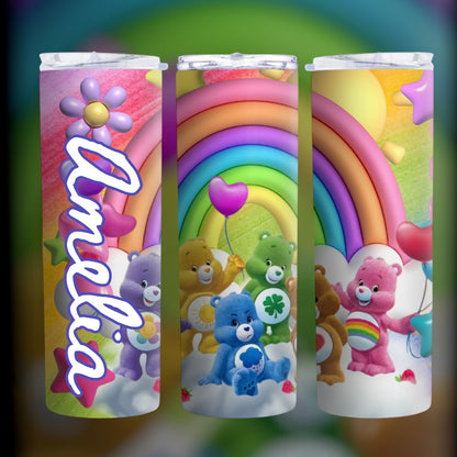 Personalizable Carebears Themed Skinny Tumbler 🌈