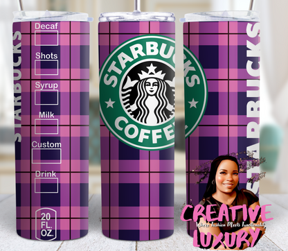 Pink Plaid Starbucks INSPIRED Skinny Tumbler