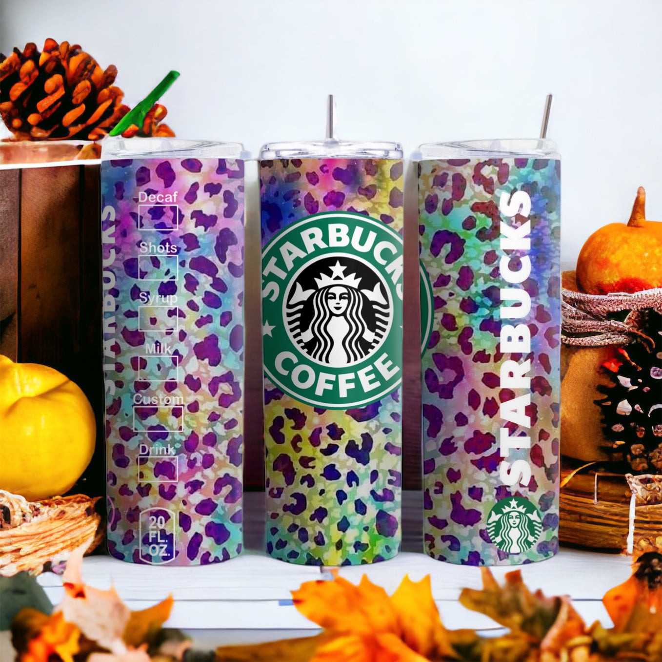 Colorful Leopard Skinny Tumbler