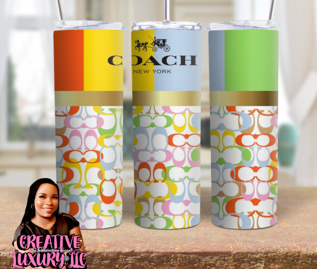 Luxury Tumbler, Tumbler 20oz Skinny ,Skinny Tumbler 20oz ,Logo Tumbler, Fashion Brand Logo, Tumbler